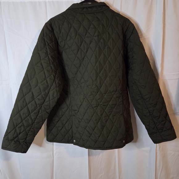 Lands' End Women's Quilted Multicolor Argyle Lining Jacket Snap Pockets Size L - Picture 9 of 11